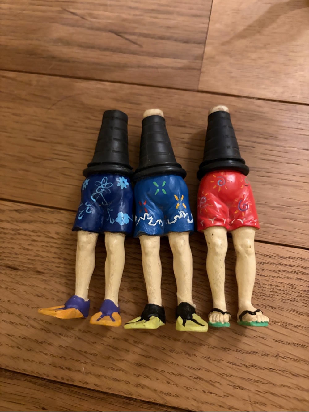 Wine cork. Men’s legs. Set of 3.